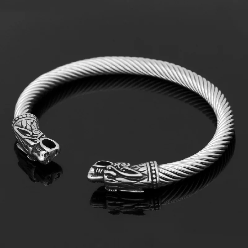 Linked chain bracelets-Fiery Dragons Stainless Steel Beast Viking Bracelet