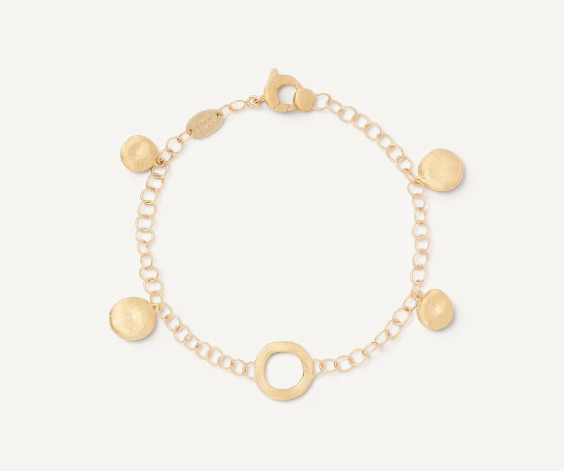 Embroidered bangles-18K Yellow Gold Charm Bracelet