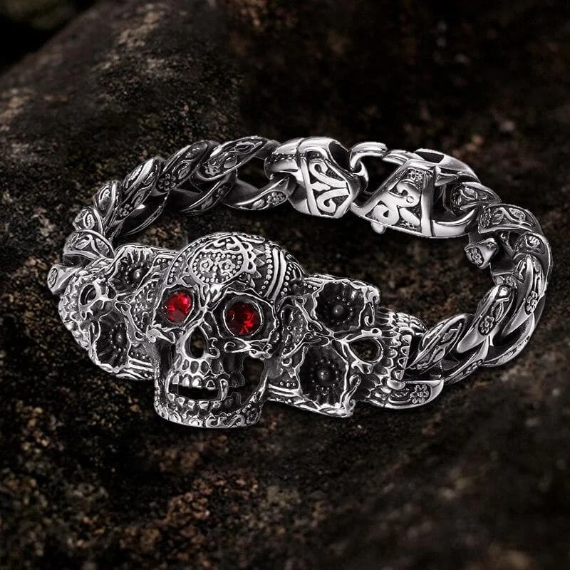 Embroidered bangles-Vintage Skull Stainless Steel Bracelet