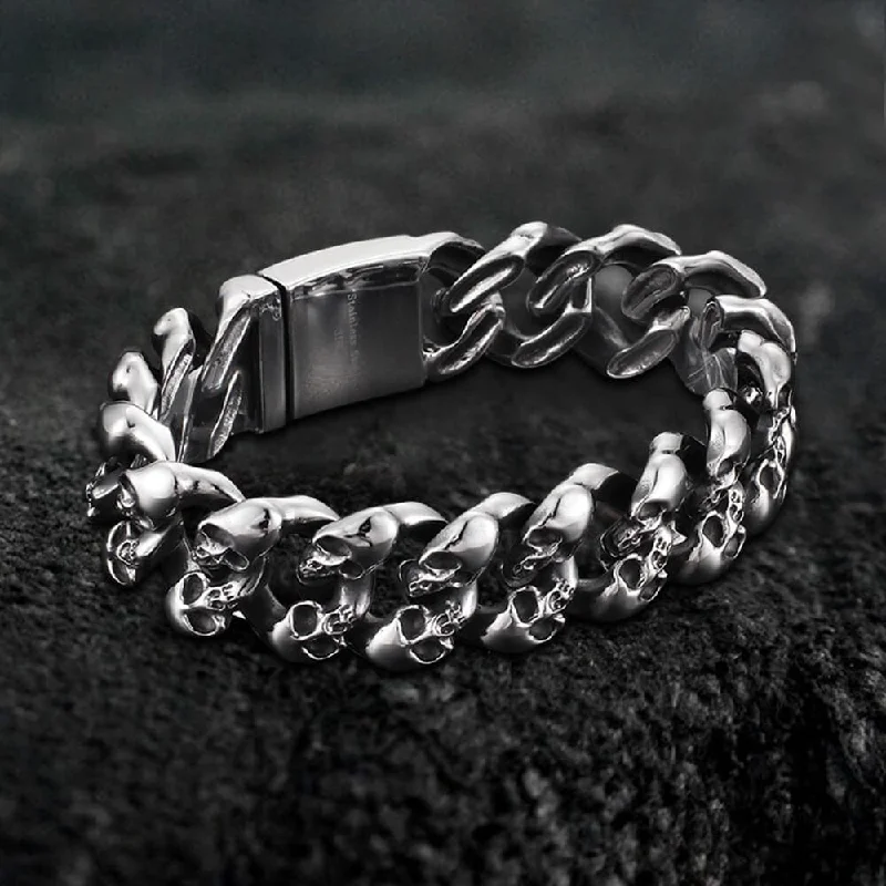 Clean modern bracelets-Punk Chain Stainless Steel Skull Bracelet