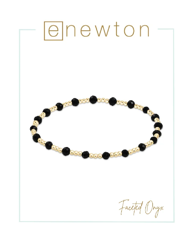 Wave pattern bracelets-E Newton Gemstone Gold Sincerity Pattern 3mm Bracelet - Faceted Onyx