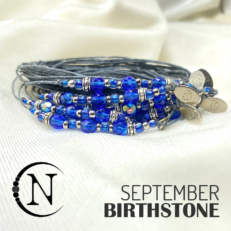 Raw wood bracelets-September Sapphire NTIO Birthstone Bracelet