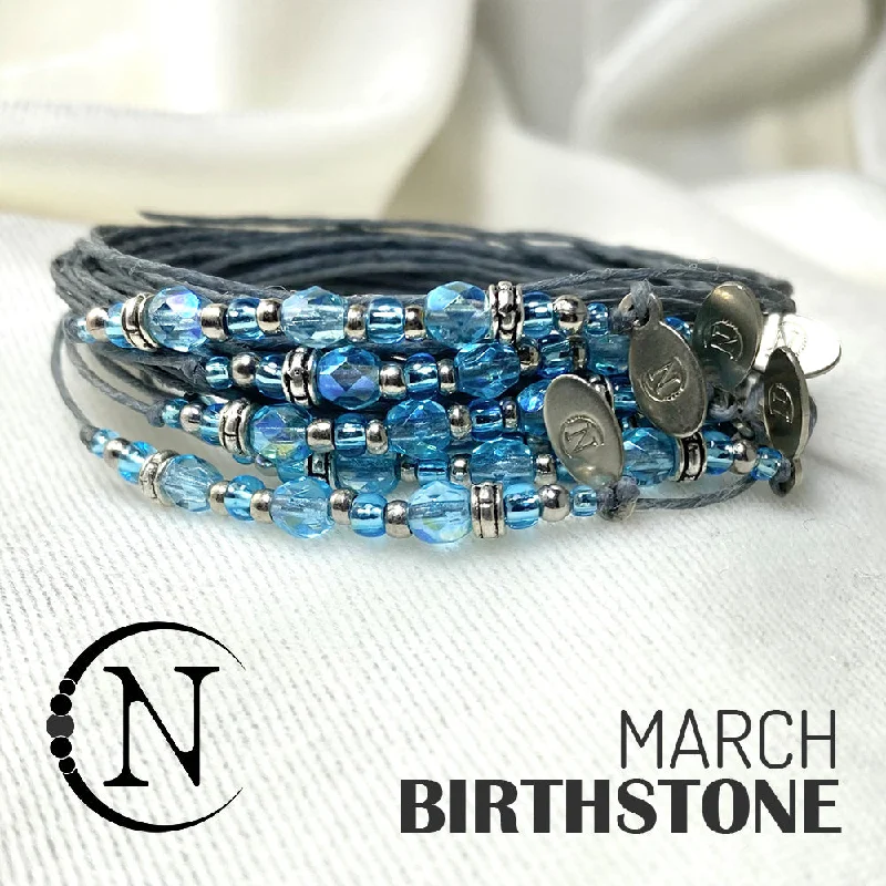 Gem stack bracelets-March Aquamarine NTIO Birthstone Bracelet