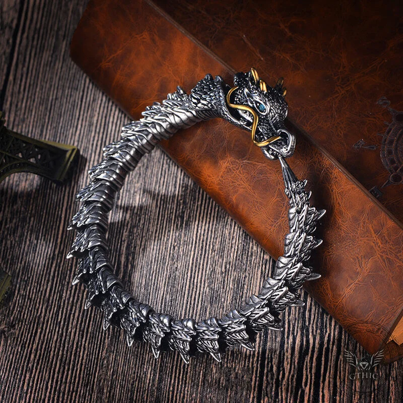 Soft shape bangles-Vintage Oriental Dragon Stainless Steel Bracelet