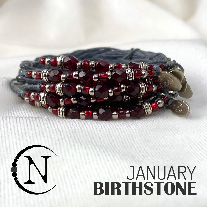 Shining diamond bracelets-January Garnet NTIO Birthstone Bracelet