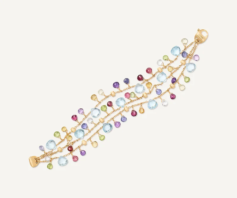 Vibrant enamel bracelets-18K Yellow Gold 3-Strand Gemstone Bracelet, Topaz Accents