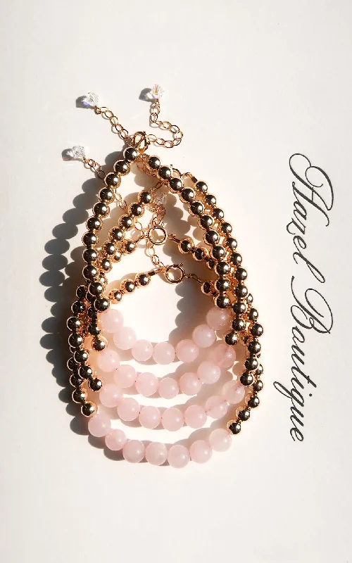 Fine rose bangles-Rose Quartz Stone Bracelet