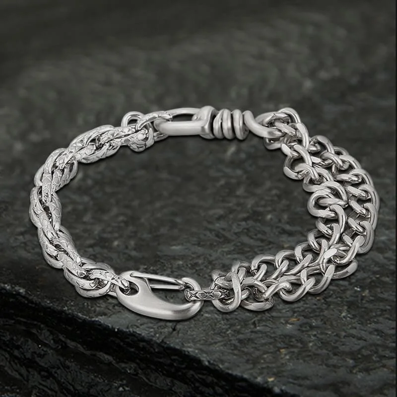 Embroidered bangles-Classic Cuban Stainless Steel Bracelet