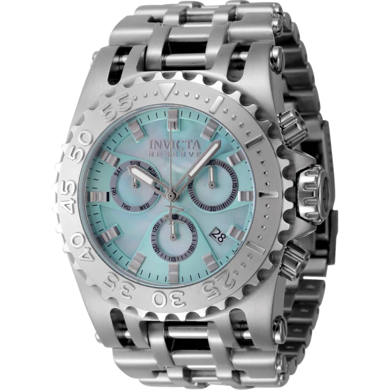 Smoky quartz bracelets-Invicta Men's Chrono Watch - Reserve Turquoise MOP Dial Silver Tone Bracelet | 45929