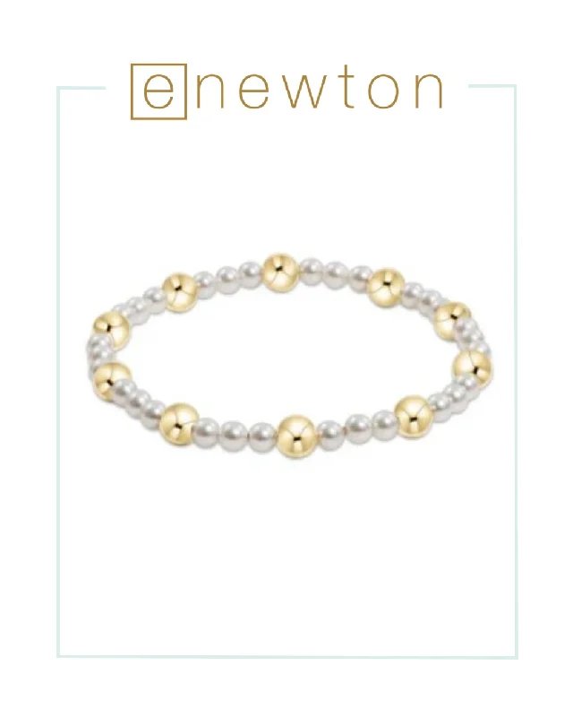 Clean modern bracelets-E Newton Pearl Sincerity Pattern 4mm Bead Bracelet - 6mm Gold