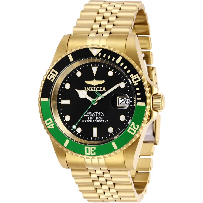 Sleek clasp bangles-Invicta Men's Automatic Watch - Pro Diver Black Dial Yellow Gold Bracelet | 29184