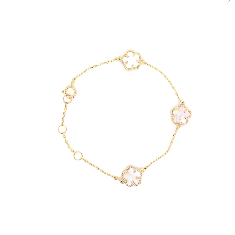 Round link bracelets-Children's Mother of Pearl Flower Bracelet