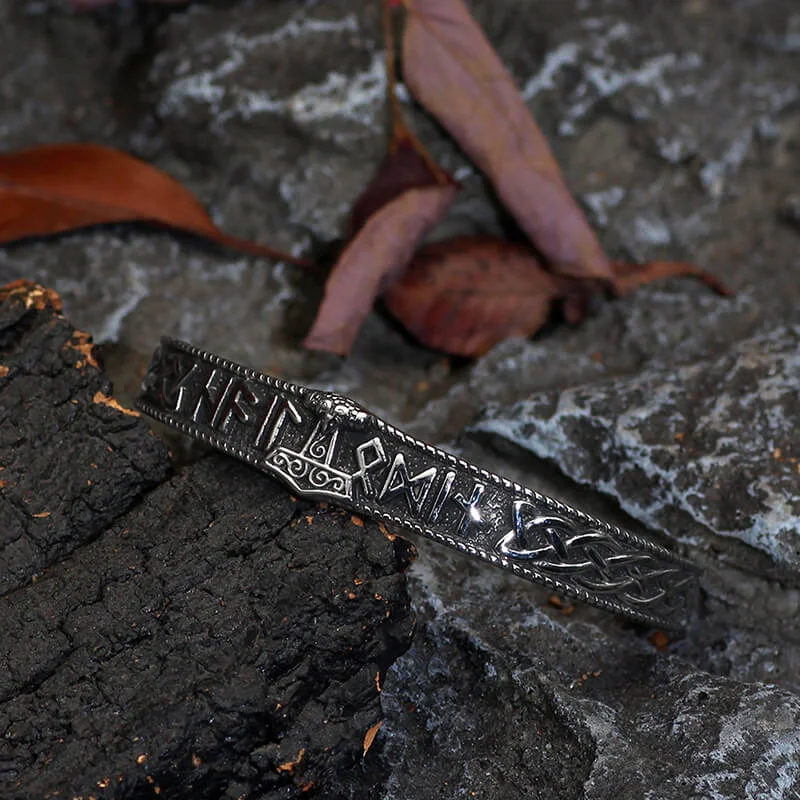 Clear bead bangles-Celtic Knot Mjolnir Runes Stainless Steel Viking Bracelet