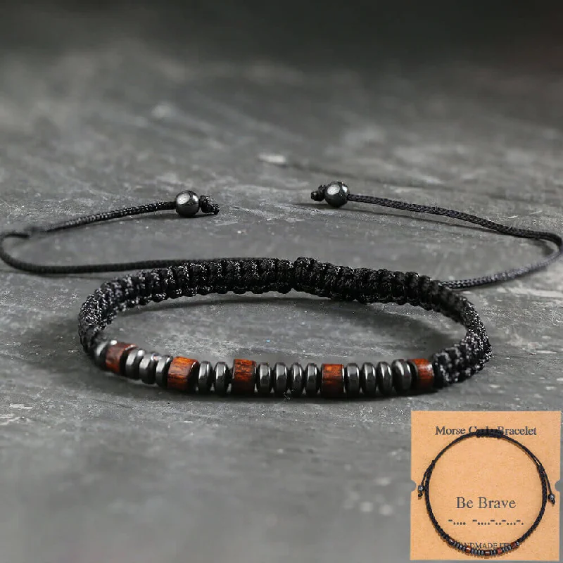 Stone strand bracelets-Be Brave Morse Code Bracelet