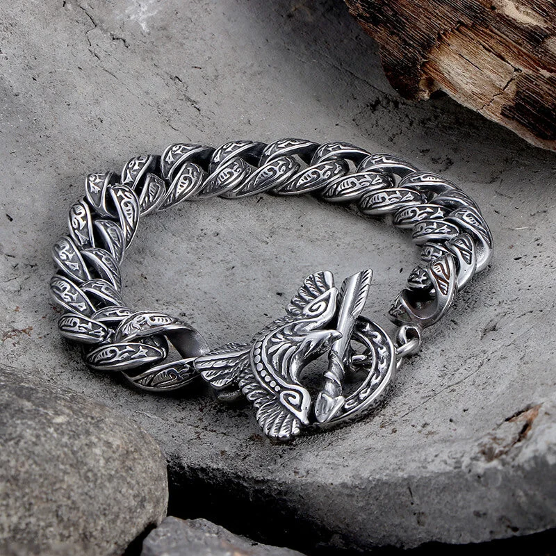 Box clasp bracelets-Eagle Arrow Stainless Steel Bracelet