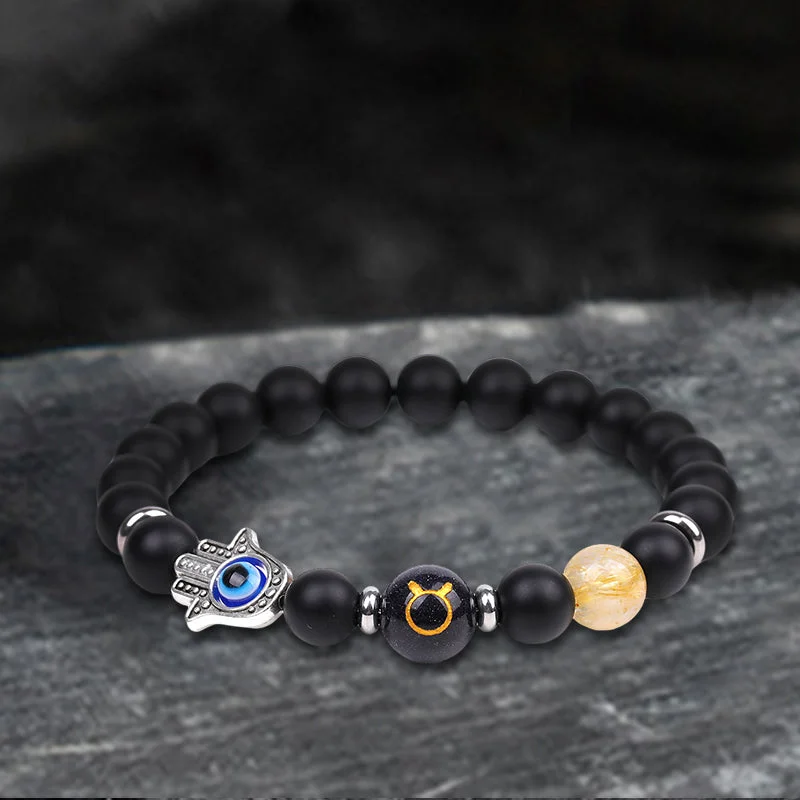 Multi-bead bangles-12 Constellations Zodiac Lucky Natural Stone Bracelet