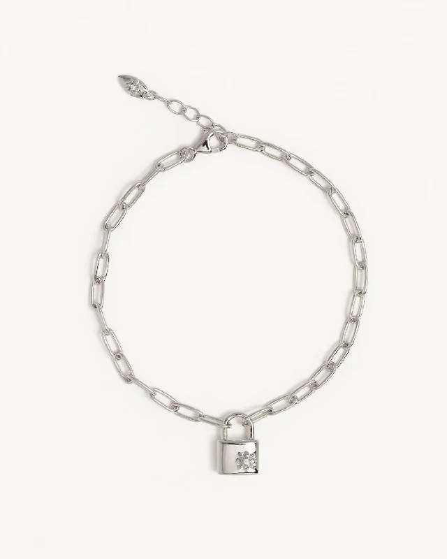 Sleek clasp bangles-Sterling Silver Promise of Us Lotus Padlock Bracelet