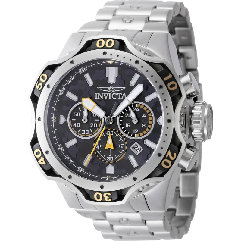 Grand cuff bangles-Invicta Men's Watch - Venom Chronograph Black Dial Silver Steel Bracelet | 47756