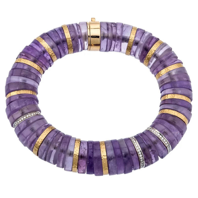 Persian tile bracelets-Women’s Amethyst and Diamond Bracelet