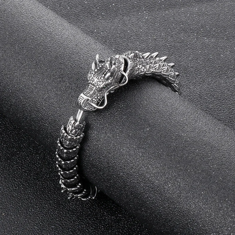 Vintage flair bracelets-Chinese Dragon Stainless Steel Animal Bracelet