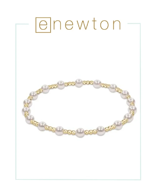 Broad stone bangles-E Newton Classic Sincerity Pattern 4mm Bead Bracelet - Pearl