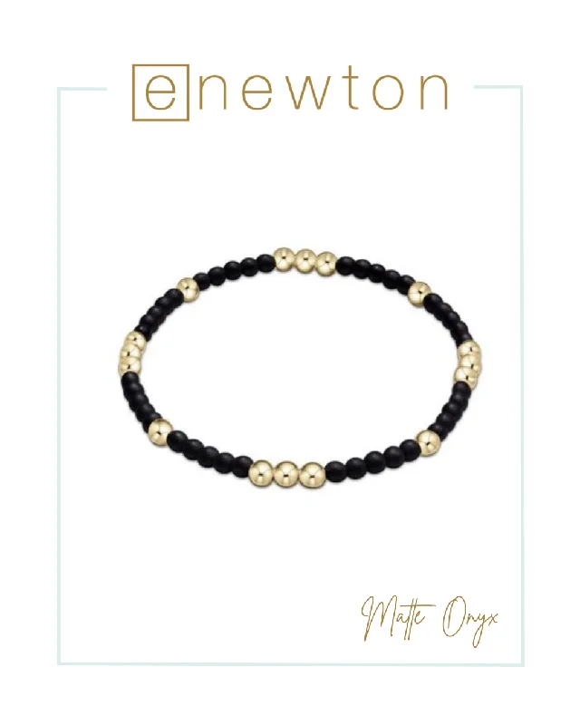 Box clasp bracelets-E Newton Worthy Pattern 3mm Bead Bracelet - Matte Onyx