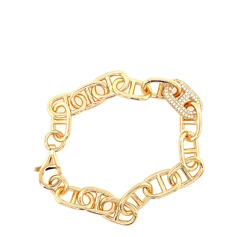 Gem-wrapped bangles-Chain Bracelet with Pave Link