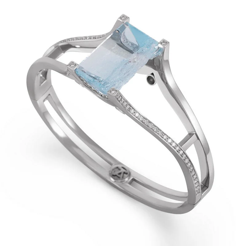 Micro star bracelets-Women's Cleaved Aquamarine and Diamond Bracelet