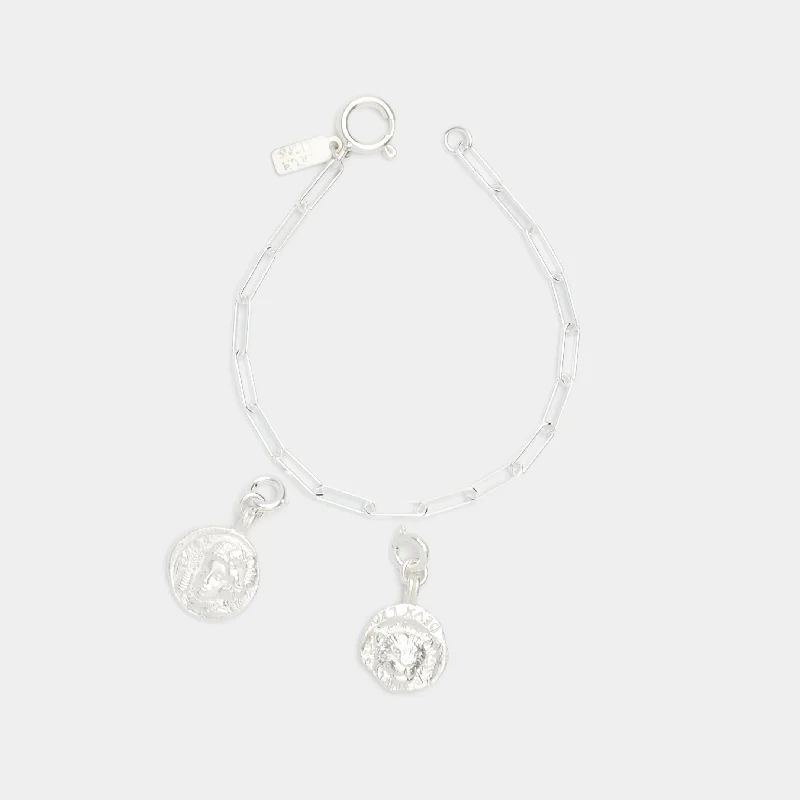 Round link bracelets-Medusa & Theodora Charms on Cairo Bracelet in Silver