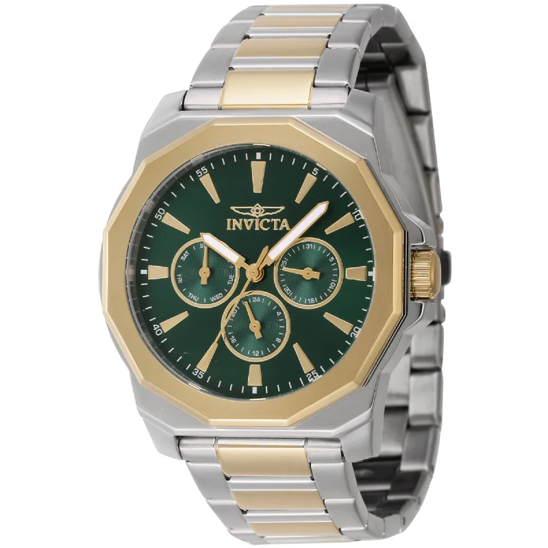 Sculpted cuff bangles-Invicta Men's Watch - Speedway Quartz Green Dial Two Tone Steel Bracelet | 46847