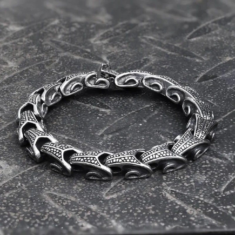 Sculpted cuff bangles-Vintage Dragon Bones Stainless Steel Animal Bracelet