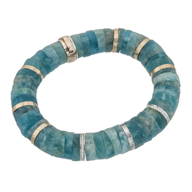 Tiny wing bangles-Women’s Raw Aquamarine and Diamond Bracelet