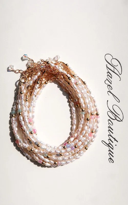 Stamped word bracelets-Bali Pearl Bracelet