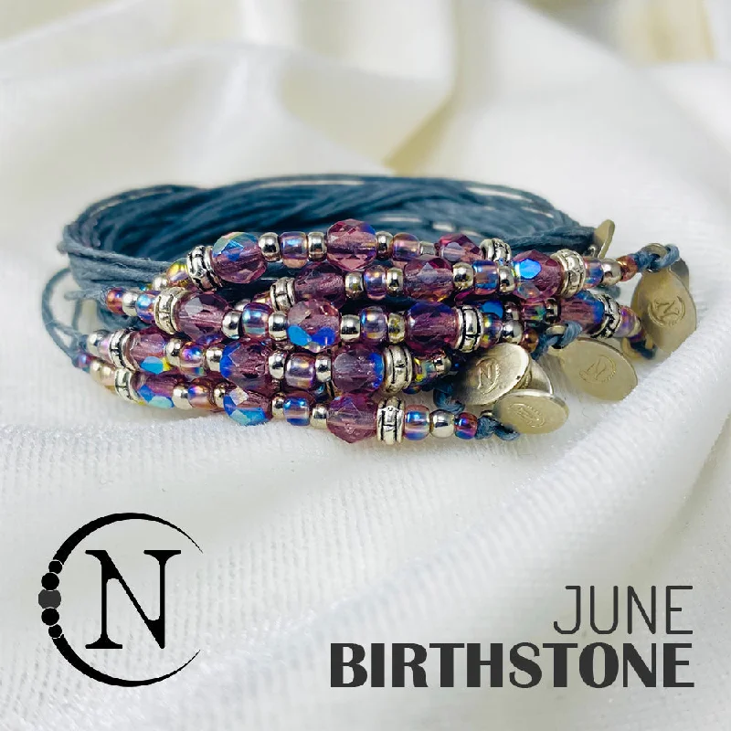 Wicker weave bangles-June Alexandrite NTIO Birthstone Bracelet