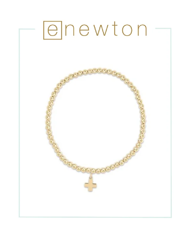 Square design bangles-E Newton Classic Gold 3mm Bead Bracelet - Signature Cross Gold Charm