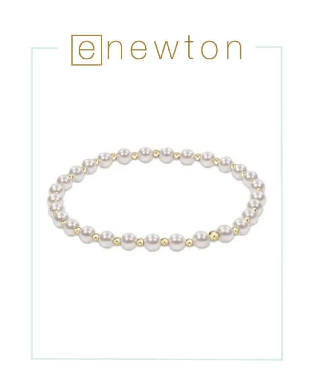 Regency style bangles-E Newton Extends | Classic Grateful Pattern 4mm Bead Bracelet - Pearl