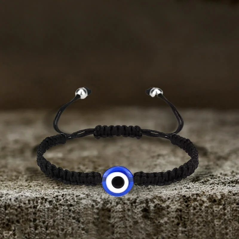 Square design bangles-Evil Eye Braided Adjustable Bracelet