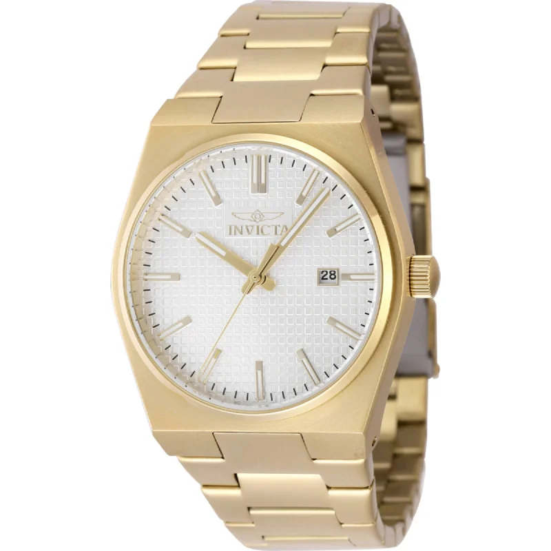 Heritage lock bracelets-Invicta Men's Watch - Speedway Quartz Silver Dial Yellow Gold Steel Bracelet | 48400