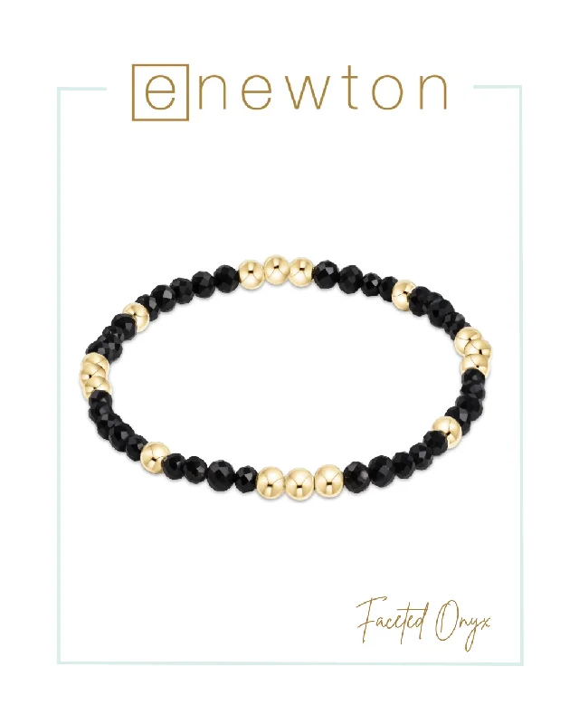 Broad geometric bangles-E Newton Worthy Pattern 3mm Bead Bracelet - Faceted Onyx