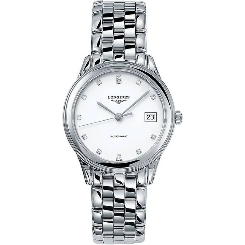 Broad geometric bangles-Longines Men's Watch - Flagship Automatic White Dial Silver Bracelet | L47744276