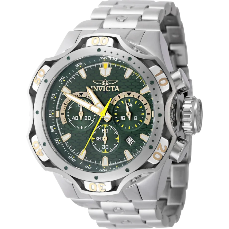 Wave pattern bracelets-Invicta Men's Watch - Venom Chronograph Green Dial Stainless Steel Bracelet | 47762