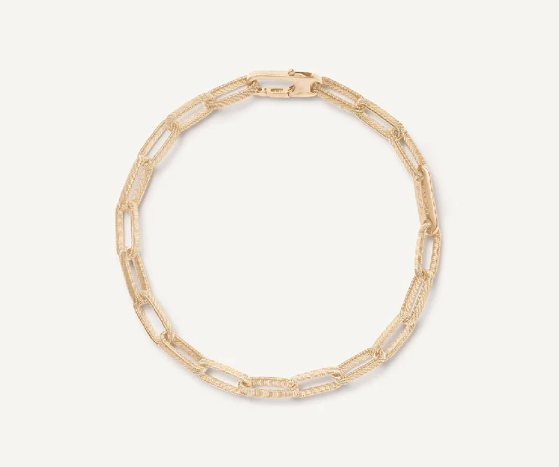 Stone strand bracelets-18K Yellow Gold Unisex Coil Link Bracelet, Medium