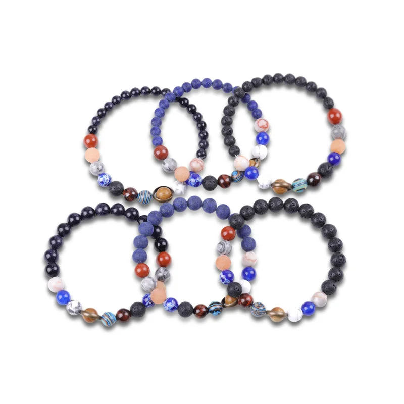 Clustered gem bracelets-Solar System Natural Stone Beaded Bracelet