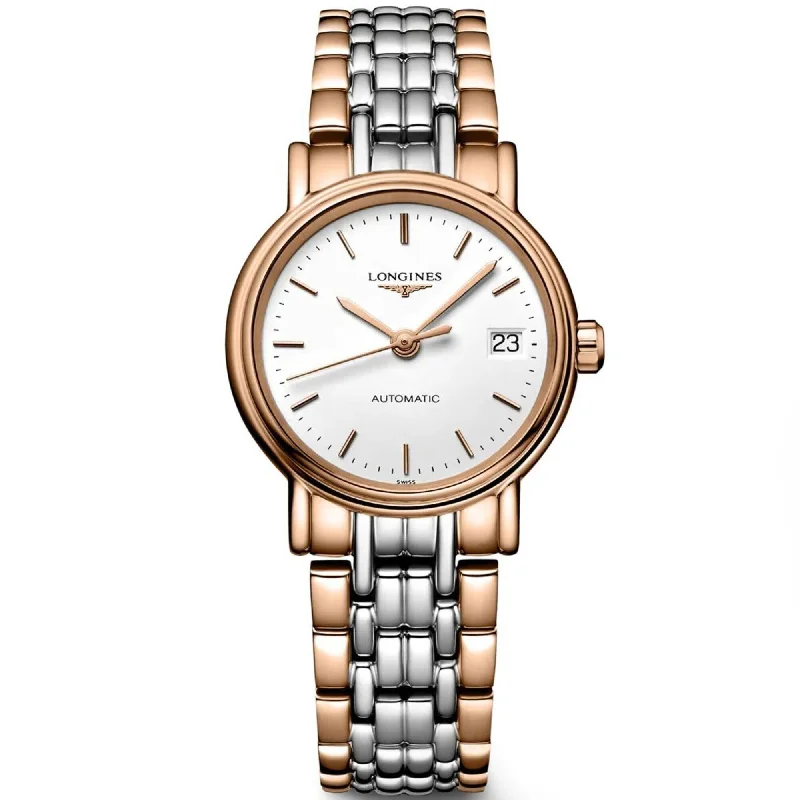 Bright bead bangles-Longines Women's Watch - Presence Automatic White Dial Two Tone Bracelet | L43211127