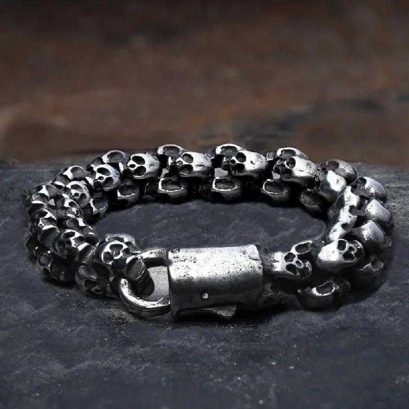 Soft shape bracelets-Vintage Stainless Steel Skull Bracelet