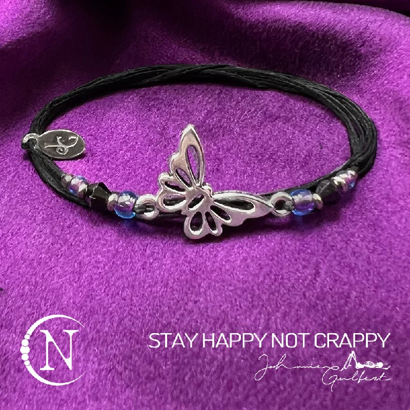 Letter stamp bangles-Stay Happy not Crappy NTIO Bracelet by Johnnie Guilbert