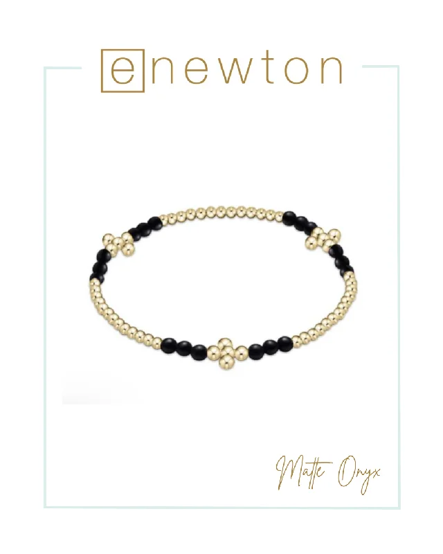 Grand stone bracelets-E Newton Signature Cross Gold Bliss Pattern 2.5mm Bead Bracelet - Matte Onyx