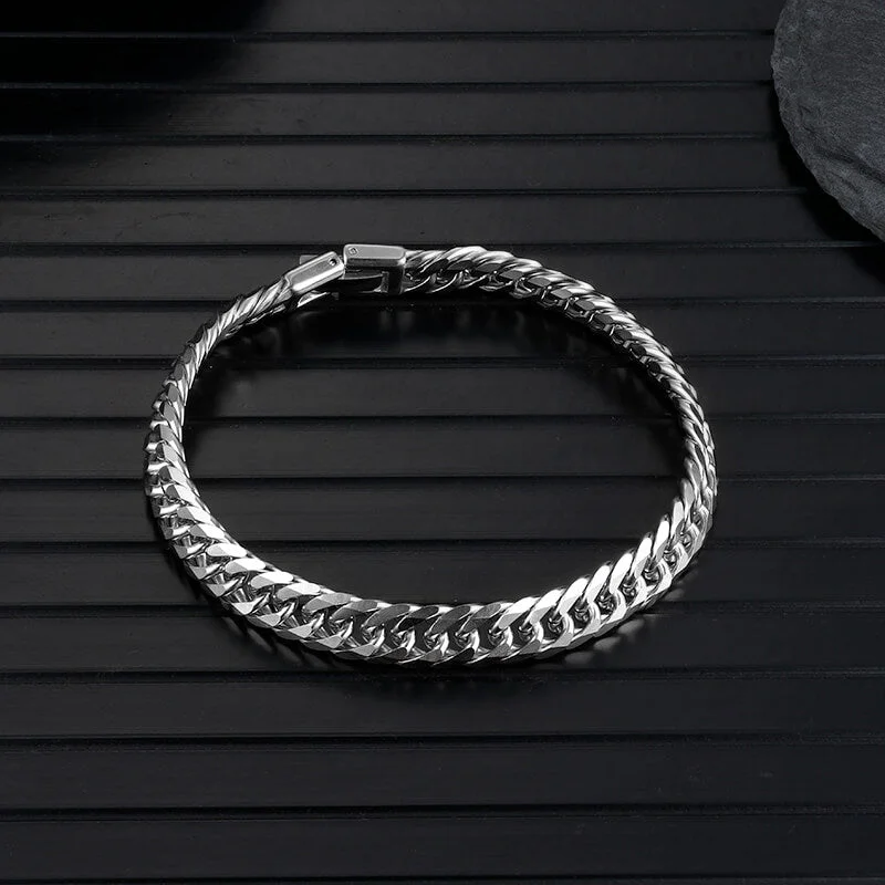 Coiled wire bangles-Solid Color Curb Link Chain Stainless Steel Bracelet