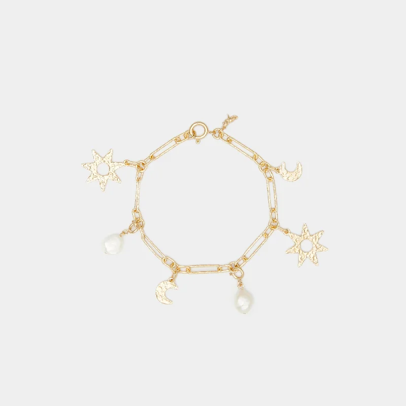 Wave theme bracelets-Solenn Charm Bracelet in Gold