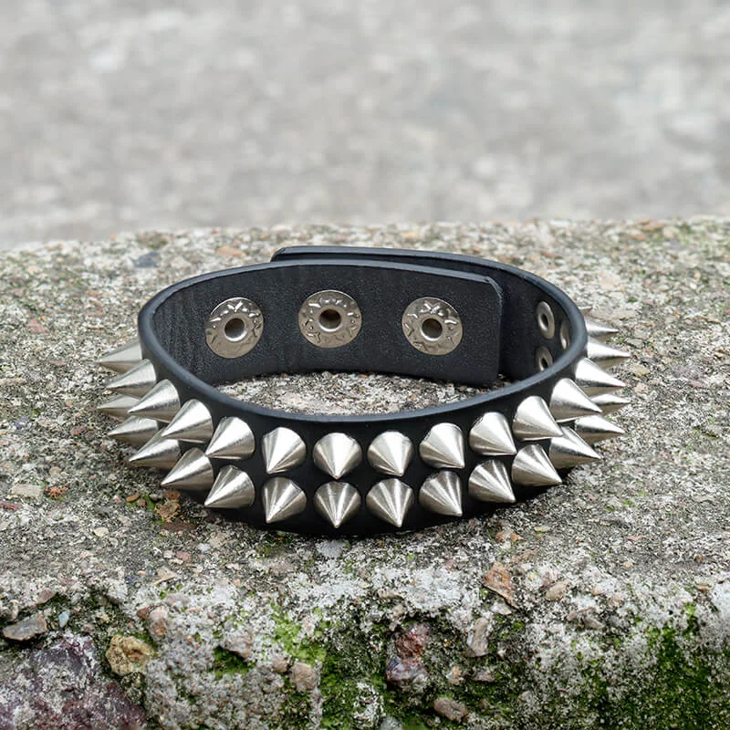 Stone strand bracelets-Punk Alloy Leather Spiked Bracelets